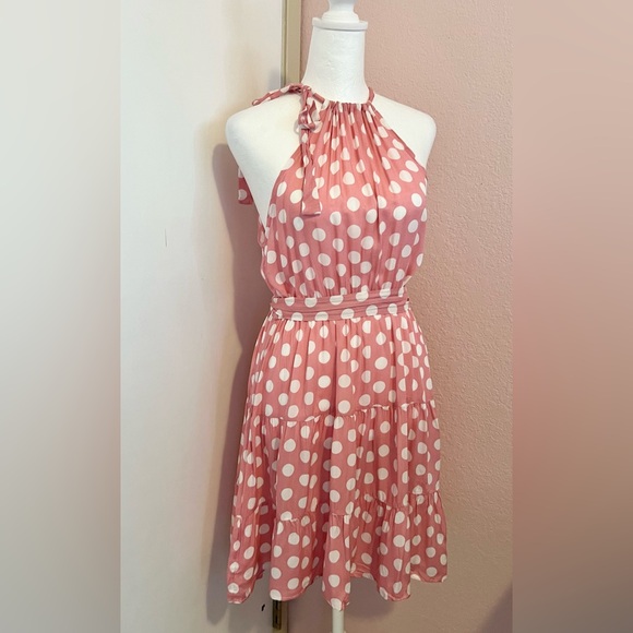 SHEIN VCAY Polka Dot Tie Back Ruffle Hem Belted Dress - Picture 14 of 15